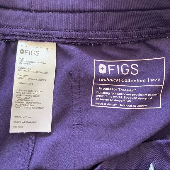Figs Zamora Jogger Scrub Pants Bottoms Joggers Purple Jam Medium Petite - Picture 6 of 8